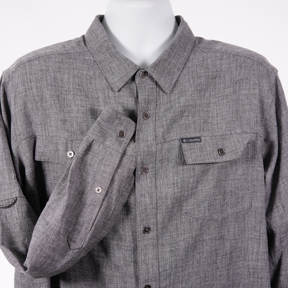 Columbia Omni-Wick Men's XL Gray Long Sleeve Vented Collared Dress Shirt